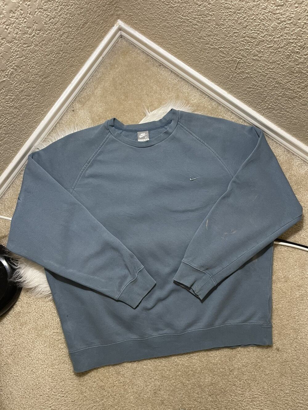 Vintage Nike Sweatshirt Men's Coral Blue Size XL Crewneck Mini Swoosh Y2K 2000s
